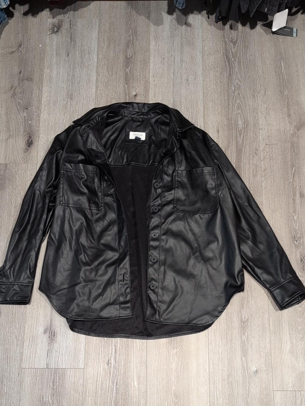 American Eagle Outfitters Black Faux Leather Shacket